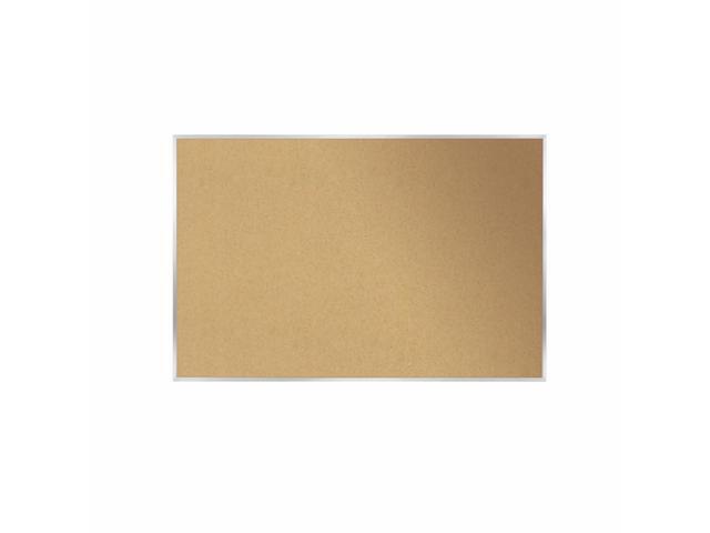Ghent AK48 Aluminum-Frame Natural Corkboard - 96.5' x 48.5', Tan Surface - Satin Aluminum Frame