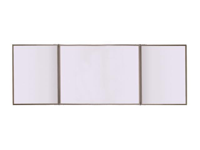 Ghent 41300 VisuALL PC Whiteboard Cabinet with Fabric Bulletin Board Exterior Doors - 36' x 24' - Beige/White Surface, Satin Aluminum Frame