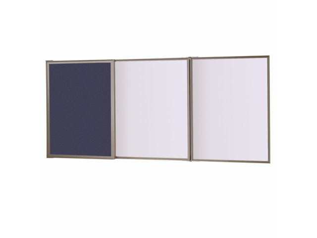 Ghent 41301 VisuALL PC Whiteboard Cabinet with Fabric Bulletin Board Exterior Doors - 36' x 24' - Blue/White Surface, Satin Aluminum Frame