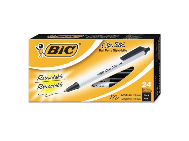 BIC Clic Stic Retractable Ballpoint Pen Black 1mm Medium 24/Pack CSM241BK