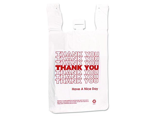 Inteplast Group THW2VAL 12 x 7 x 13 in. 14 Microns T-Shirt Thank You Bag - White