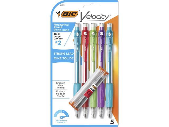Bic Mechanical Pencil Refillable Rubbergrip .9mm 5/PK Assorted MVP51