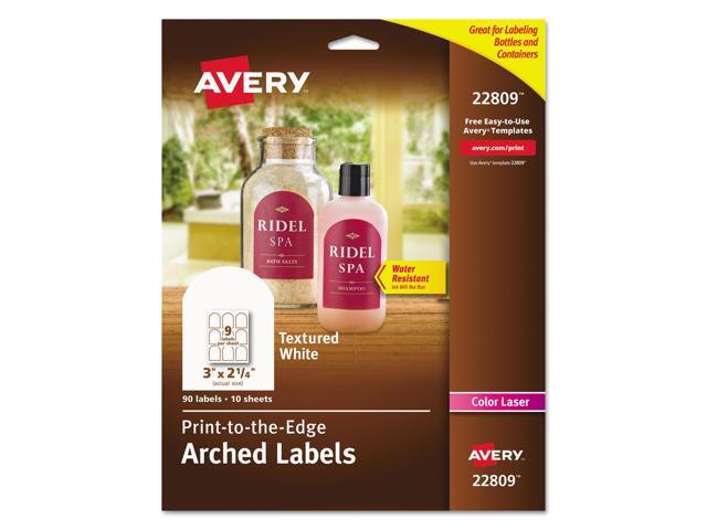 Avery Textured Arched Print-to-the-Edge Labels 3 x 2 1/4 White 90/Pack 22809