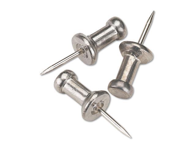 Gem Aluminum Head Push Pins, Aluminum, Silver, 3/8', 100/Box CPAL3