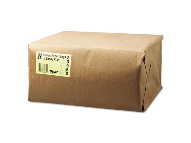 General #25 Squat Paper Grocery Bag 40lb Kraft Standard 8 1/4 x6 1/8 x15 7/8 500 bags GK25S500