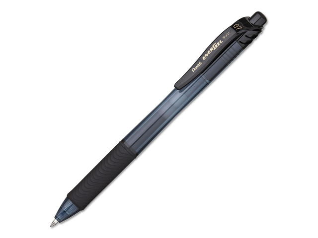Pentel EnerGel-X Retractable Roller Gel Pen .7mm Black Barrel Black Ink 24/Pack BL107ASW2