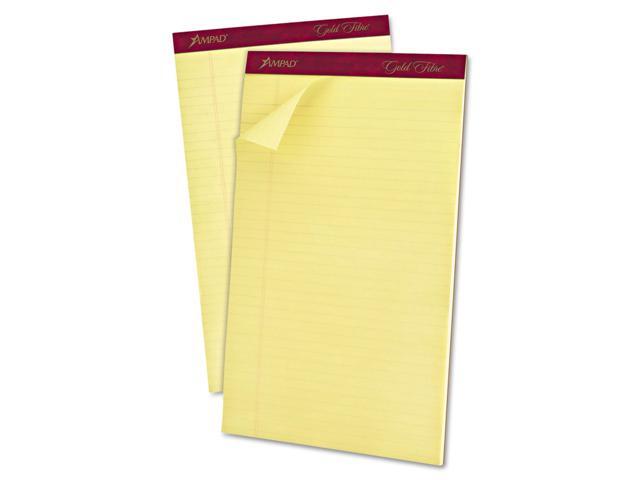 Ampad Gold Fibre Pads 8 1/2 x 14 Canary 50 Sheets Dozen 20030
