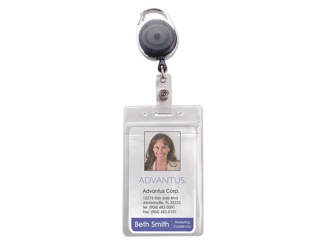Advantus Badge Reel Holder Combo Pack - Vinyl - 10 / Pack - Black/Clear AVT91129