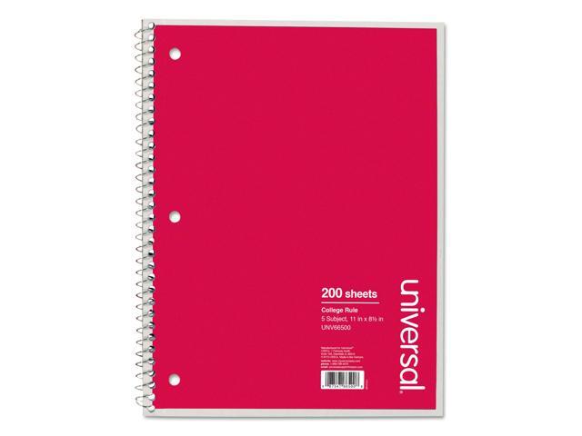 Universal 5 Sub. Wirebound Notebook 11 x 8 1/2 College Rule 200 Sheets Black Cover 66500