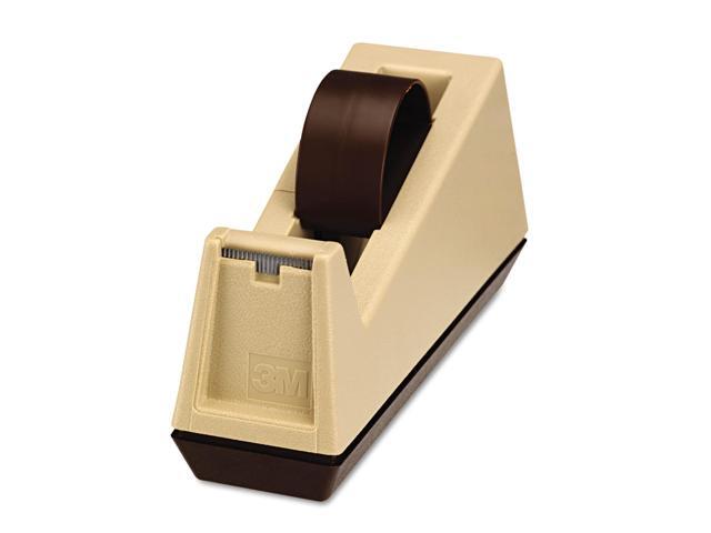 Scotch Heavy-Duty Weighted Desktop Tape Dispenser 3' Core Plastic Putty/Brown C25