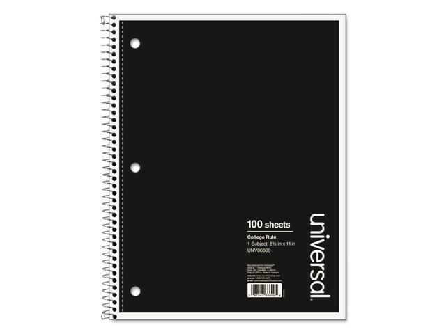 Universal 1 Sub. Wirebound Notebook 11 x 8 1/2 College Rule 100 Sheets Black