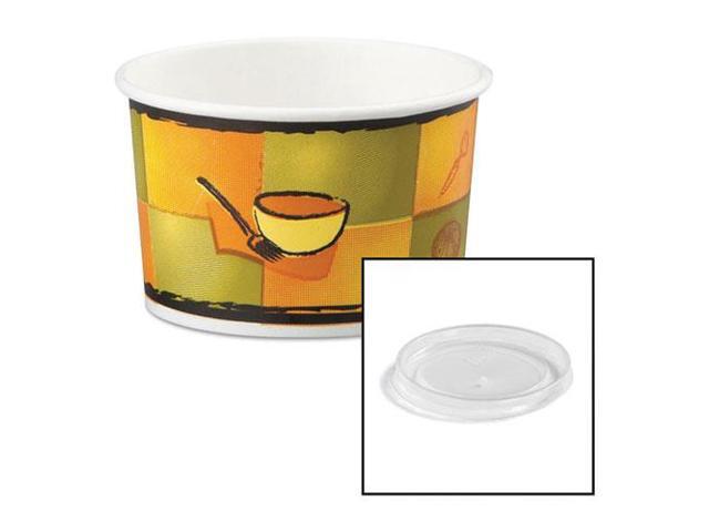 Chinet Streetside Paper Food Container w/Plastic Lid Streetside Design 8-10oz