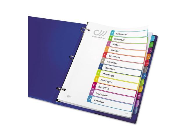 Avery Ready Index Table of Contents Dividers Multicolor Tabs 1-12 Letter 11843