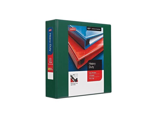 2' Staples Heavy-Duty View Binders with D-Rings Green 976063