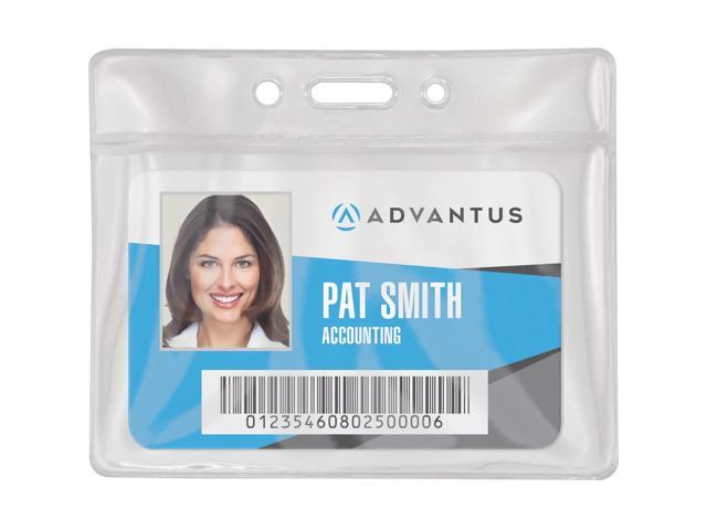 Advantus Vinyl ID Badge Holders - Horizontal - Vinyl - 50 / Pack - Clear