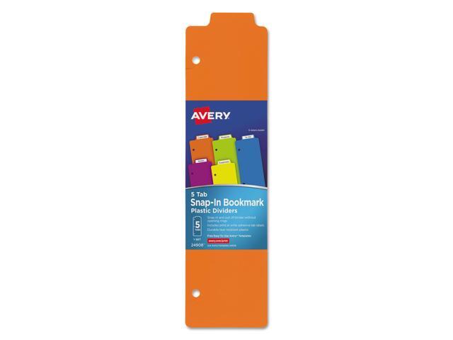 Avery - Snap-In Plastic Bookmark Dividers with White Labels, Set of 5 - Assorted Colors - image 3