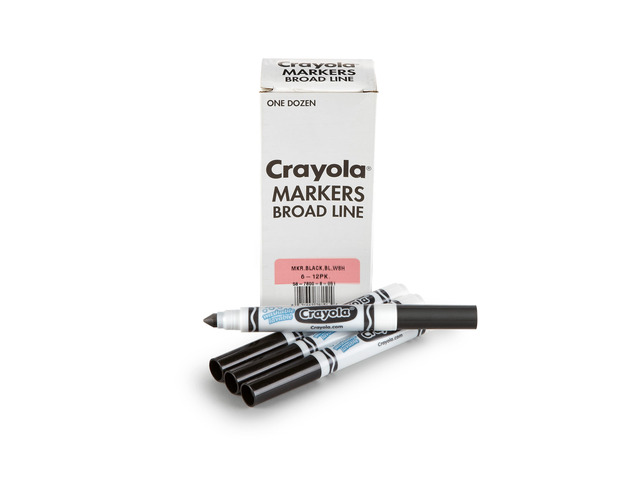 Crayola Broad Line Washable Markers Broad Bullet Tip Black 12/Box 587800051