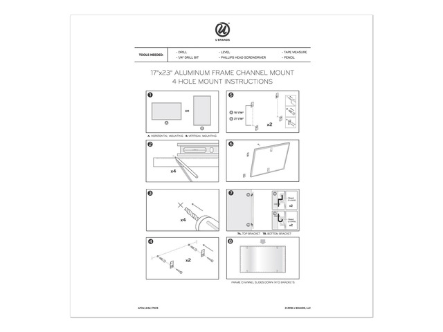 U Brands 4N1 Magnetic Dry Erase Combo Board 36 x 24 White/Natural 3891U00-01