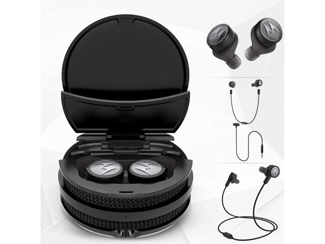 Motorola Tech 3-3-in-1 Smart True Wireless Headphones - Cordless Earbuds, Sport Wire, Audio Plug-in - IPX5, Built-in Microphone, Magnetic Charging...