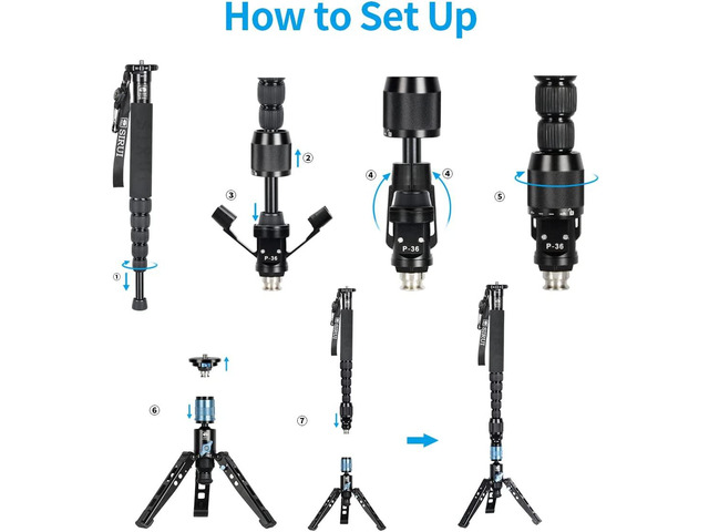 Sirui P36-Kit Tripod Base with Adapter for P-306 and P-326 Monopods