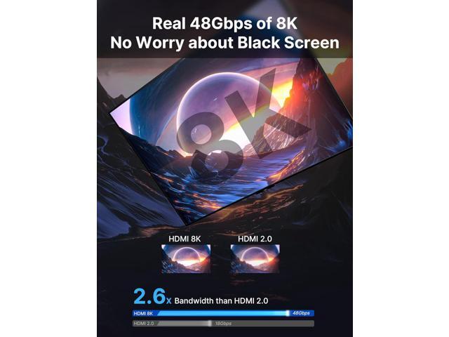 kirzi 8K@60Hz HDMI Cables 6ft, Ultra High Speed hdmi 2.1cable 4K@120Hz 48Gbps HD HDMI to HDMI Cord, Support Dynamic HDR, eARC, Dolby Atmos,...