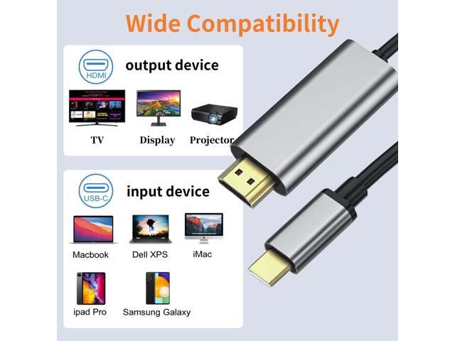 kirzi USB C to HDMI Cable 6ft High-Speed 4K @60 Video Output and [Thunderbolt 3/4 Compatible] Compatible with MacBook, Samsung Galaxy,