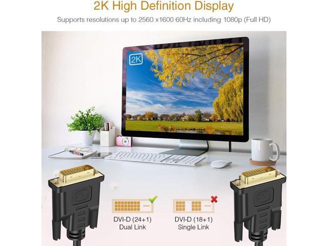 Kirzi DVI Cable 40Feet,DVI to DVI 24+1 Male to Male Dual Link DVI-D Monitor Cable for PC HDTV Porjector