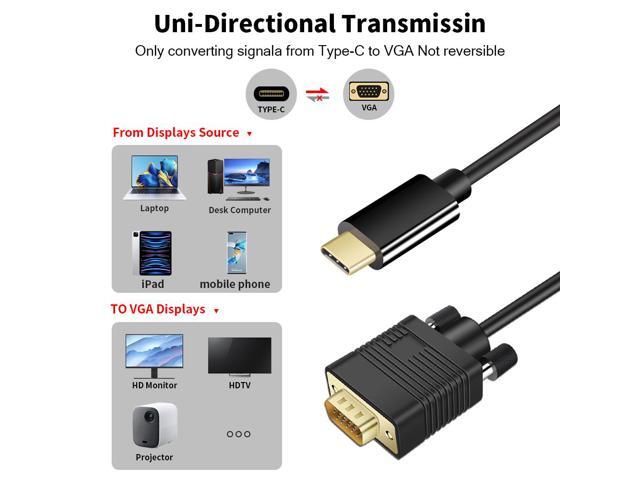 KirziUSB C to VGA Cable 6ft, USB Type-C to VGA Cable [Thunderbolt 3/4 Compatible] Compati well with iPhone 15 Pro/Max, MacBook Pro/Air 2023, iPad...