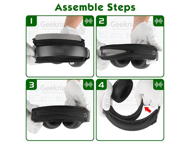 Geekria Hook and Loop Headband Cover + Headband Pad Set / Headband Protector with Zipper / DIY Installation No Tool Needed, Compatible with Bose...