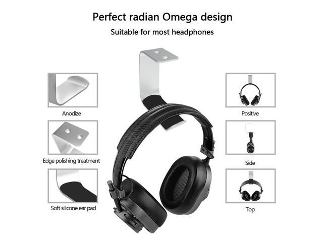 Geekria Under-Desk Headphone Stand Mount Holder / Headsets Hanger / Gaming Headset Headphone Hook / Universal Stand for All Headphones Size (2pcs C...