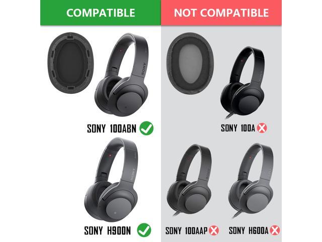 Geekria QuickFit Protein Leather Replacement Ear Pads for Sony MDR-100ABN WH-H900N Headphones Earpads, Headset Ear Cushion Repair Parts (Twilight Red)