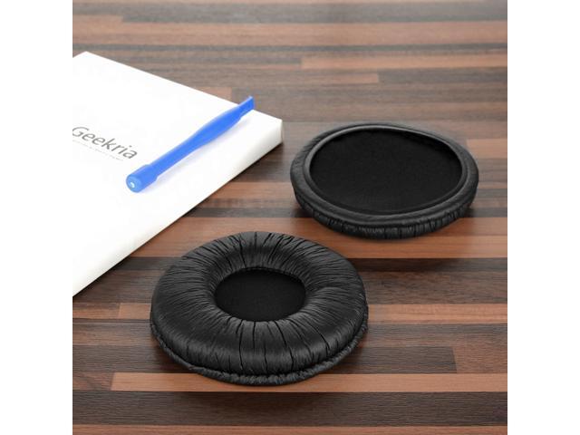 Geekria QuickFit Protein Leather Replacement Ear Pads for Sony MDR-V55 V500DJ Headphones Earpads, Headset Ear Cushion Repair Parts (Black)