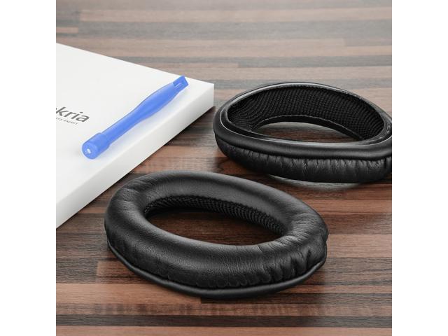 Geekria QuickFit Protein Leather Replacement Ear Pads for SONY MDR-NC60 Headphones Earpads, Headset Ear Cushion Repair Parts (Black)