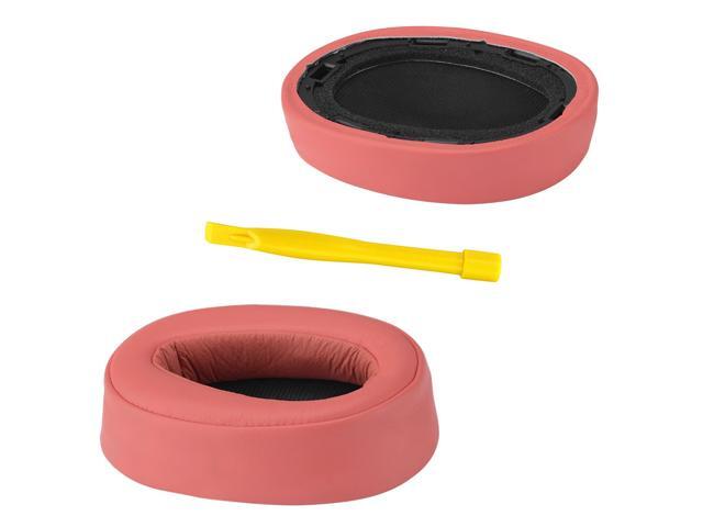 Geekria QuickFit Protein Leather Replacement Ear Pads for Sony MDR-100ABN WH-H900N Headphones Earpads, Headset Ear Cushion Repair Parts (Twilight Red)