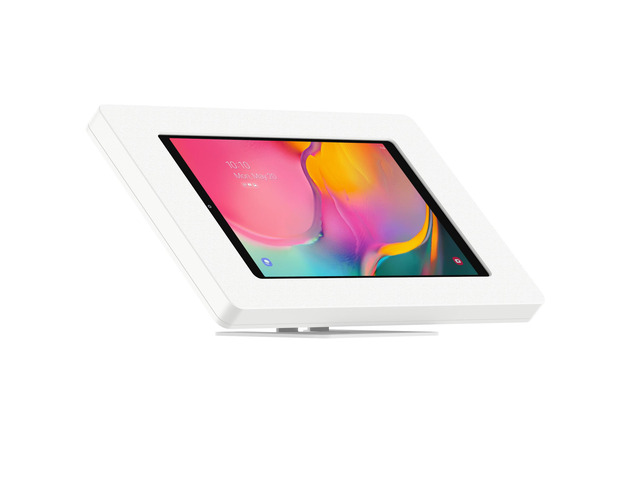 VidaMount White Enclosure and Adjustable Tilt and Swivel Desk / Table Mount [Bundle] compatible with Samsung Galaxy Tab A 10.1 (2019)