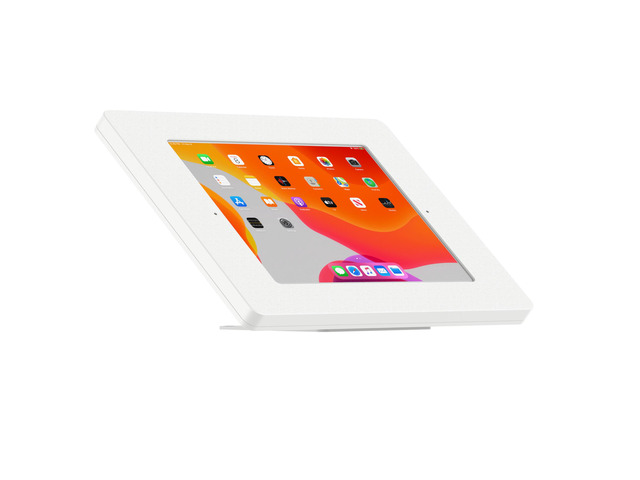 VidaMount White Covered Home Button Enclosure and Adjustable Tilt and Swivel Desk / Table Mount [Bundle] compatible with iPad 10.2' (7th, 8th & 9th...