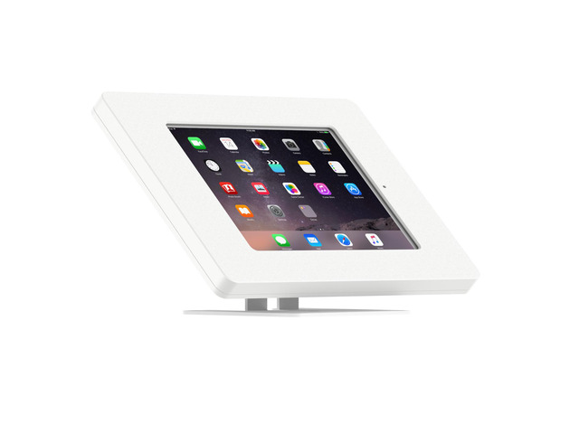 VidaMount White Covered Home Button Enclosure and Adjustable Tilt and Swivel Desk / Table Mount [Bundle] compatible with iPad Mini 4 & 5