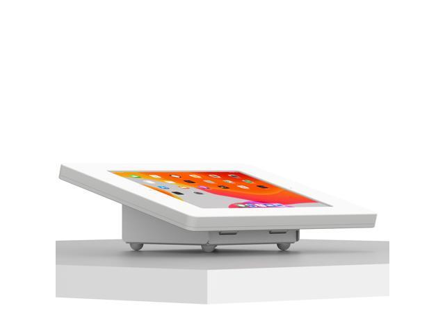VidaMount White Covered Home Button Enclosure and Fixed Tilted 15Â° Desk / Surface Mount [Bundle] compatible with iPad 10.2' (7th, 8th & 9th Gen)