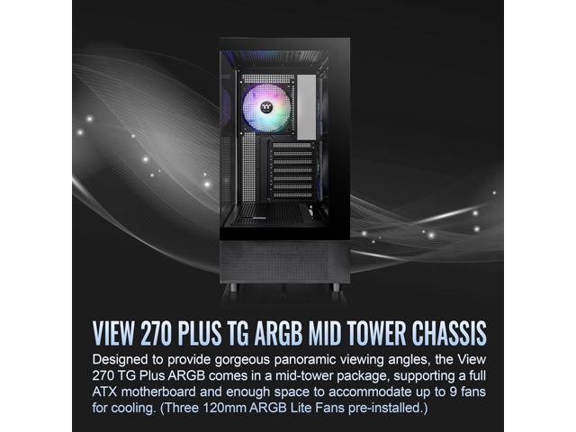 Thermaltake - View 270 Plus TG ARGB Mid Tower E-ATX PC Case - Black - image 5
