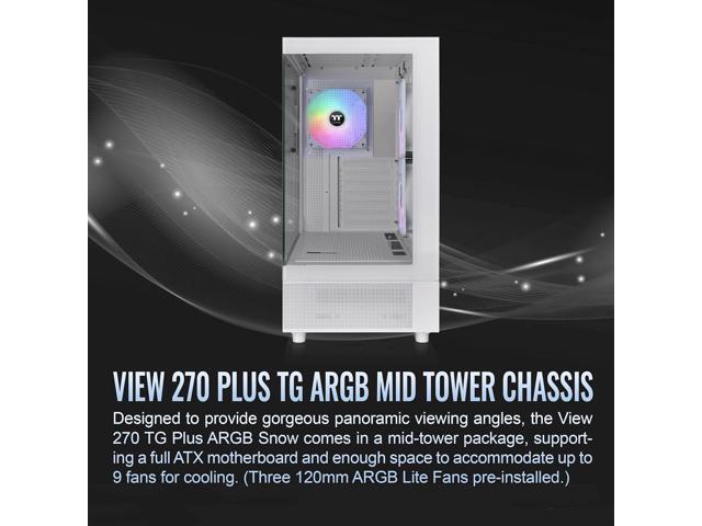 Thermaltake - View 270 Plus TG ARGB Mid Tower E-ATX PC Case - Snow - image 7