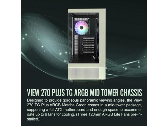 Thermaltake - View 270 Plus TG ARGB Mid Tower E-ATX PC Case - Matcha Green - image 4
