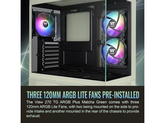Thermaltake - View 270 Plus TG ARGB Mid Tower E-ATX PC Case - Matcha Green - image 3