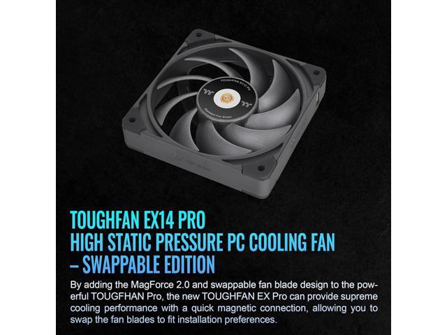 Thermaltake TOUGHFAN EX14 Pro PC Cooling Fan, Magnetic Connection, Swappable Fan Blade, PWM Controlled 500~2000 RPM, Air Flow 119.6 CFM, 140mm...