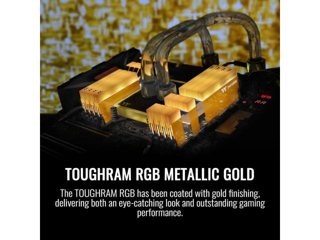 Thermaltake TOUGHRAM RGB DDR4 3600MHz 16GB (8GB x 2) 16.8 Million Color RGB Alexa/Razer Chroma/5V Motherboard Syncable RGB Memory- Metallic Gold...
