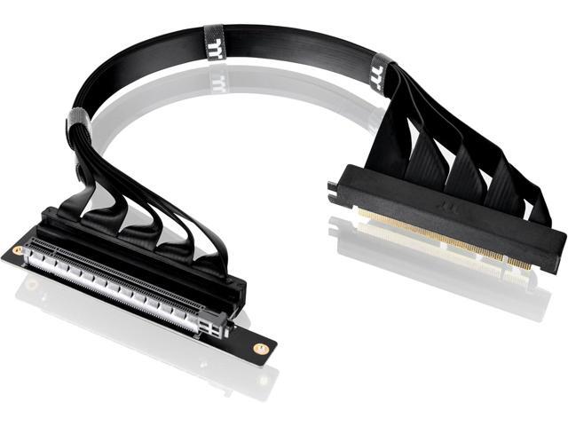 Thermaltake PCIe 4.0 Dual 90°Degree Connectors Riser Cable 16Gbps High-Speed Transmission 400mm; EMI Shielding AC-077-CO1OTN-C1