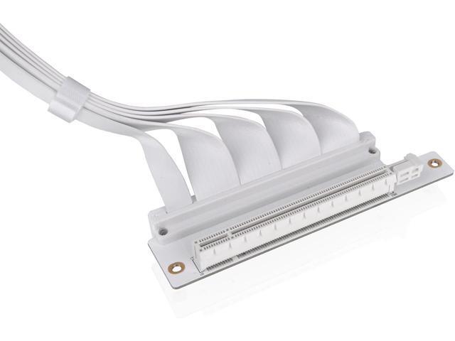 Thermaltake PCIe 4.0 Dual 90°Degree Connectors Riser Cable White 16Gbps High-Speed Transmission 400mm EMI Shielding AC-077-CO6OTN-C1