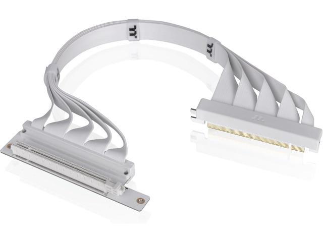 Thermaltake PCIe 4.0 Dual 90°Degree Connectors Riser Cable White 16Gbps High-Speed Transmission 400mm EMI Shielding AC-077-CO6OTN-C1