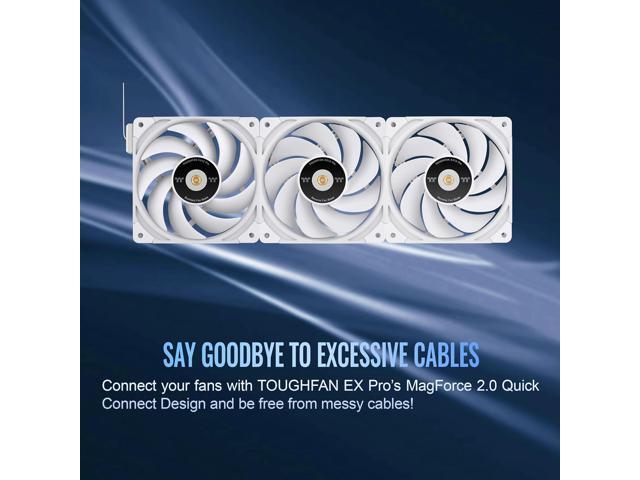 Thermaltake TOUGHFAN EX14 Pro Snow PC Cooling Fan Magnetic Connection Swappable Fan Blade PWM Controlled 500~2000 RPM Air Flow 119.6 CFM 140mm...