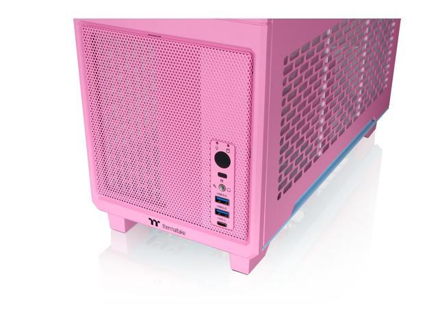 Thermaltake - TR100 SFF mITX Mini Tower PC Case with PCIe 4.0 Riser Cable Included - Bubble Pink - image 5