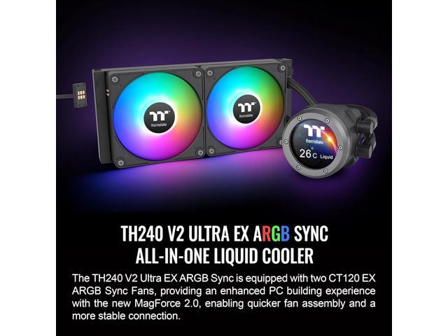 Thermaltake TH240 V2 Ultra EX ARGB AIO CPU Cooler/Water Block 2.1' LCD/Fan 120 * 2/Magnetic Quick Connection/MB ARGB Sync Control/LCD Software...